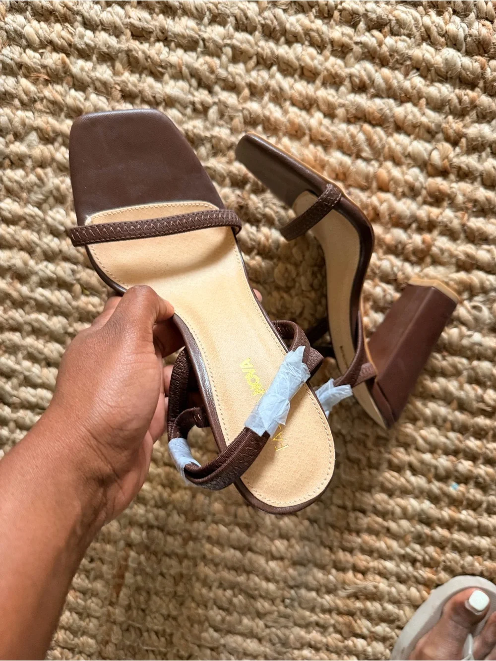 New Women’s Brown Strappy Block Heel Sandals